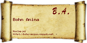 Bohn Anina névjegykártya
